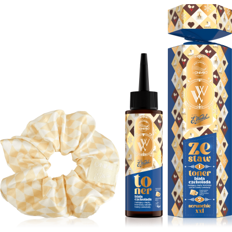 OnlyBio x Wedel Hair in Balance Zestaw świąteczny Toner + Scrunchie XXL Czekolada Biała