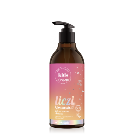 Body in Balance Kids by ONLYBIO Liczi i pomarańcza żel do mycia ciała dla dzieci 400ml