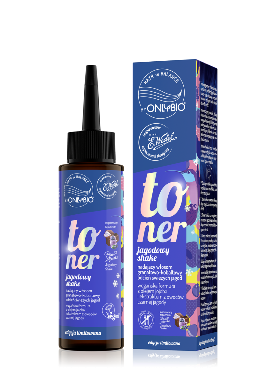 Hair in balance by OnlyBio x Wedel Toner Jagodowy Shake inspirowany zapachem Ptasie Mleczko Jagodowy Shake 100 ml