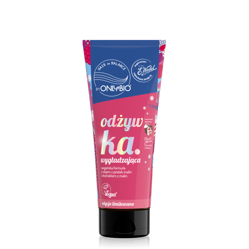 Hair in balance by OnlyBio x Wedel Odżywka wygładzająca inspirowana zapachem Ptasie Mleczko Mascarpone z Malinami 200 ml