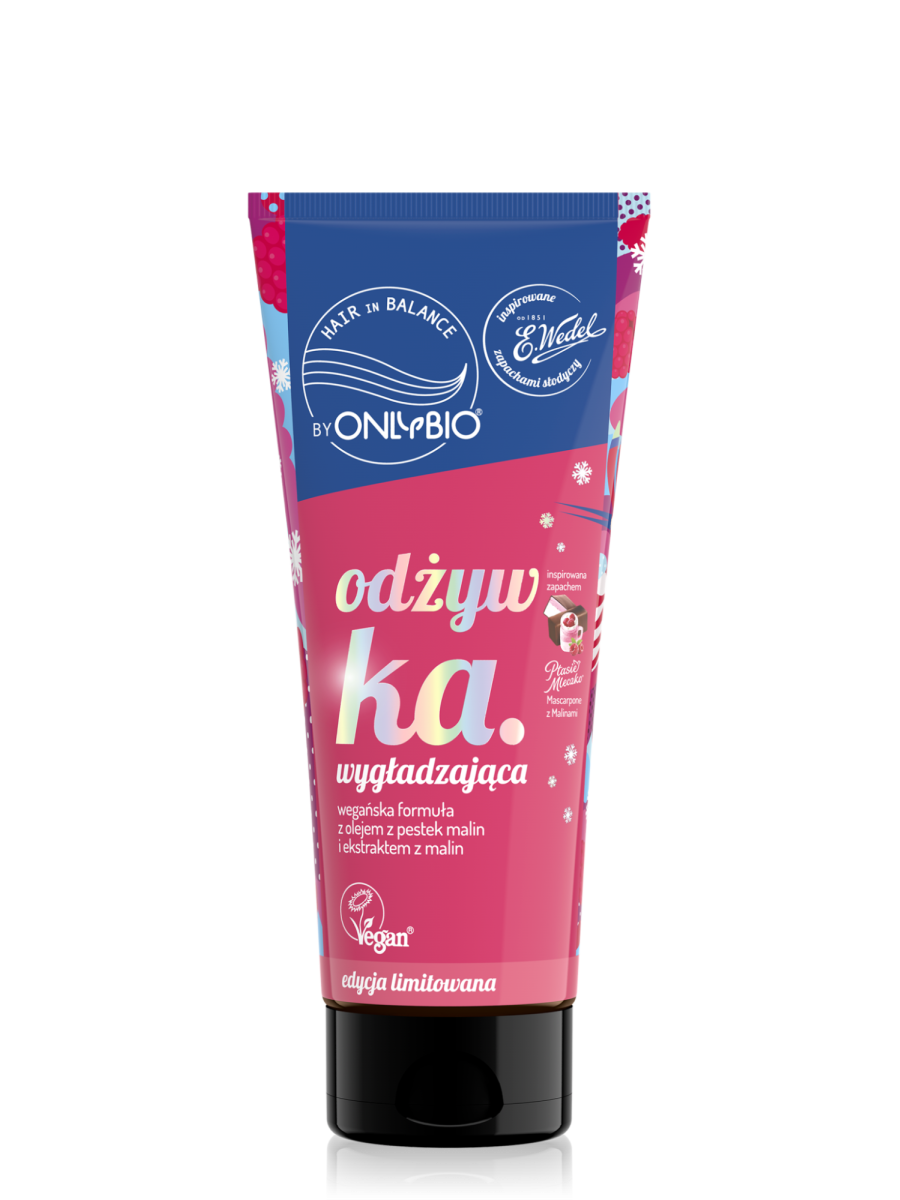 Hair in balance by OnlyBio x Wedel Odżywka wygładzająca inspirowana zapachem Ptasie Mleczko Mascarpone z Malinami 200 ml
