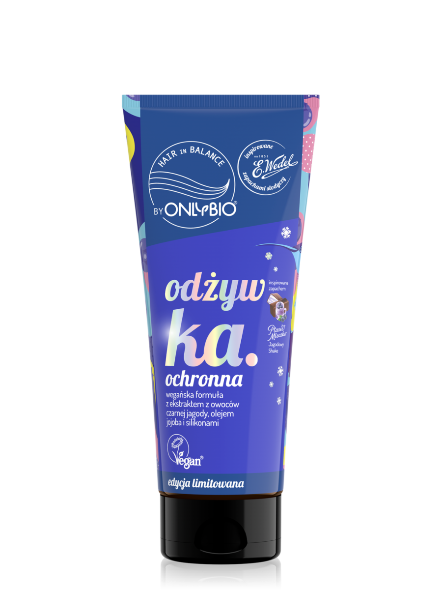 Hair in balance by OnlyBio x Wedel Odżywka ochronna inspirowana zapachem Ptasie Mleczko Jagodowy Shake 200 ml