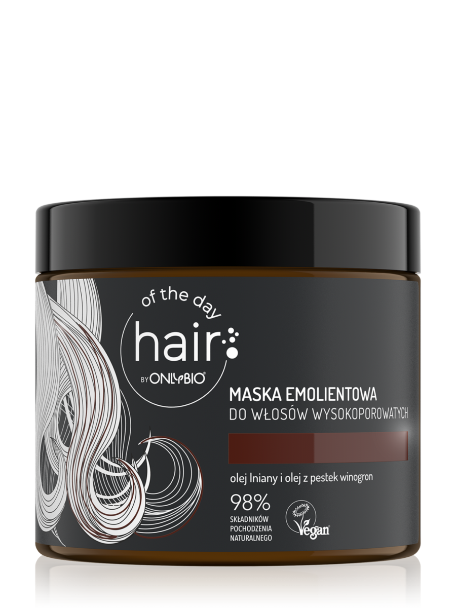 Hair of the day by ONLYBIO Maska emolientowa do włosów wysokoporowatych 400ml