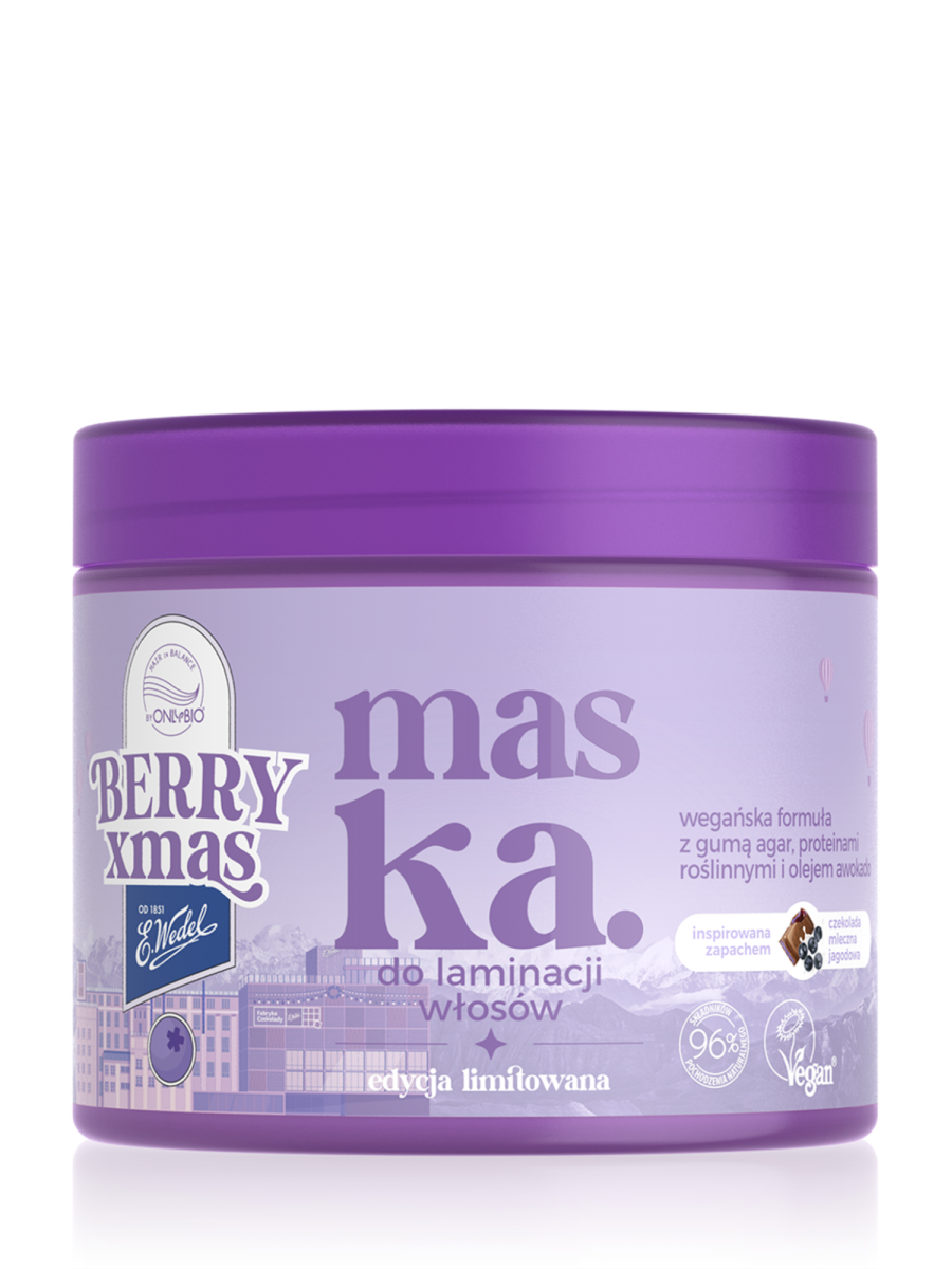 OnlyBio x E. Wedel Hair in Balance Maska do laminacji włosów inspirowana zapachem czekolada mleczna jagodowa, 200 ml