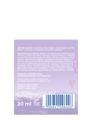 OnlyBio x E. Wedel Hair in Balance Olejek wygładzający z efektem rozświetlenia inspirowany zapachem czekolada jagodowa 20ml