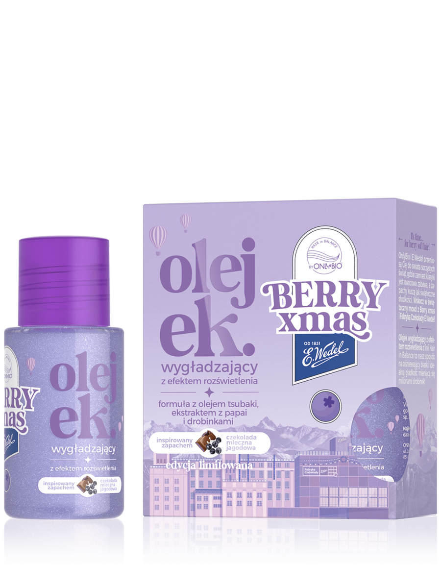 OnlyBio x E. Wedel Hair in Balance Olejek wygładzający z efektem rozświetlenia inspirowany zapachem czekolada jagodowa 20ml