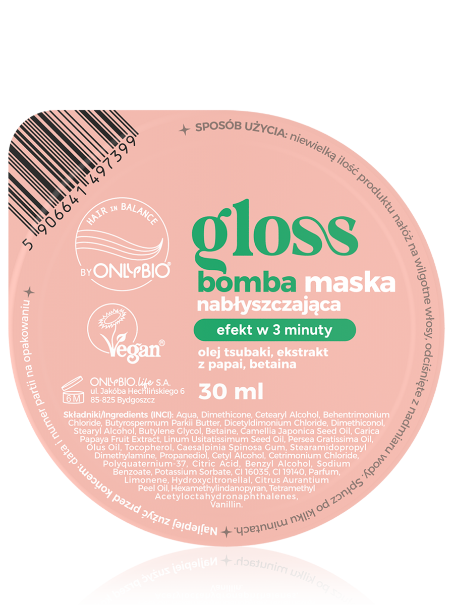 Hair in Balance by ONLYBIO Gloss bomba maska nabłyszczająca 30ml