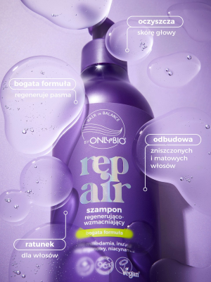 Hair In Balance By ONLYBIO Repair Szampon regenerująco-wzmacniający 400ml